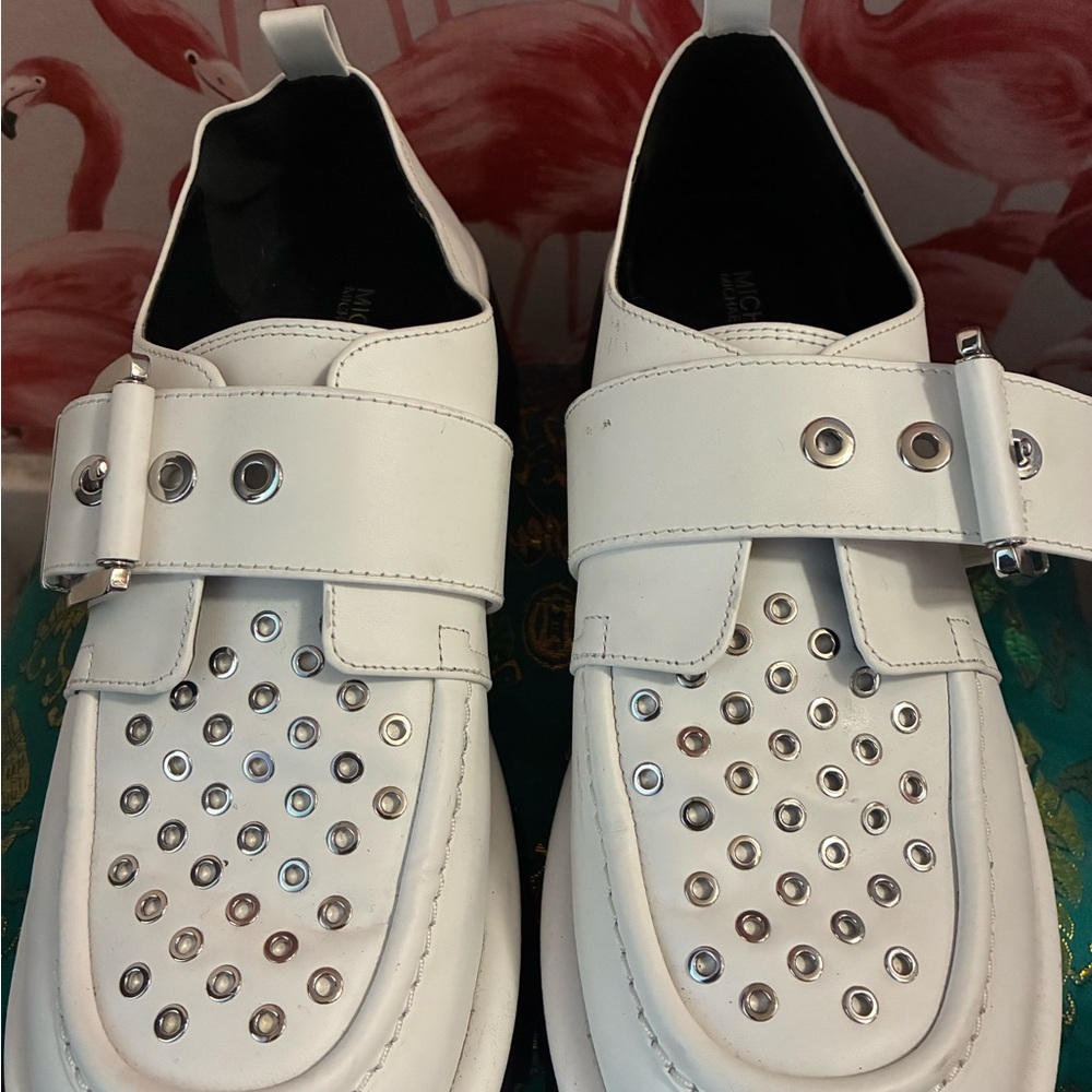 Michael Kors leather grommet loafers